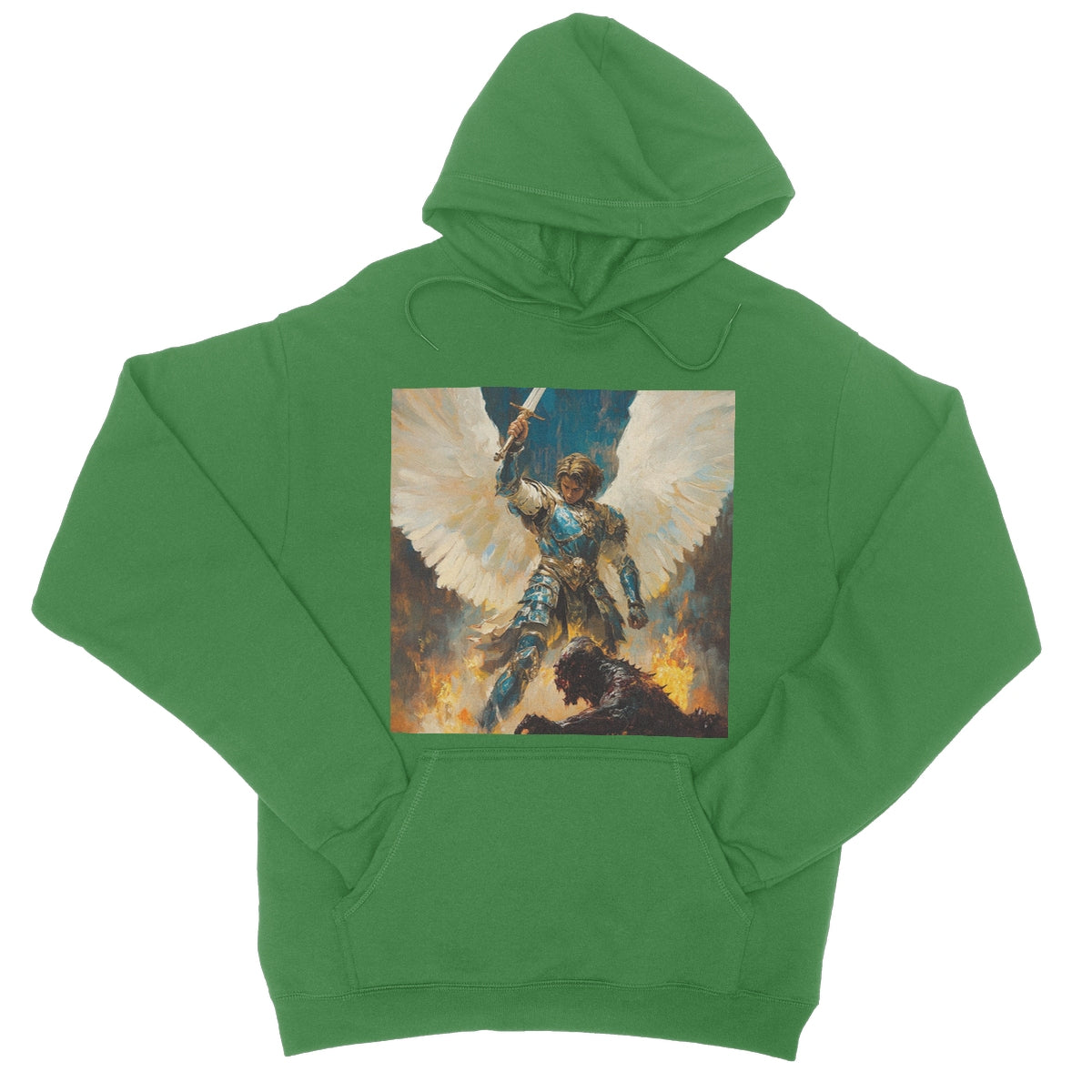 Angelic Defender College Hoodie Apparel Prodigi XS Kelly Green