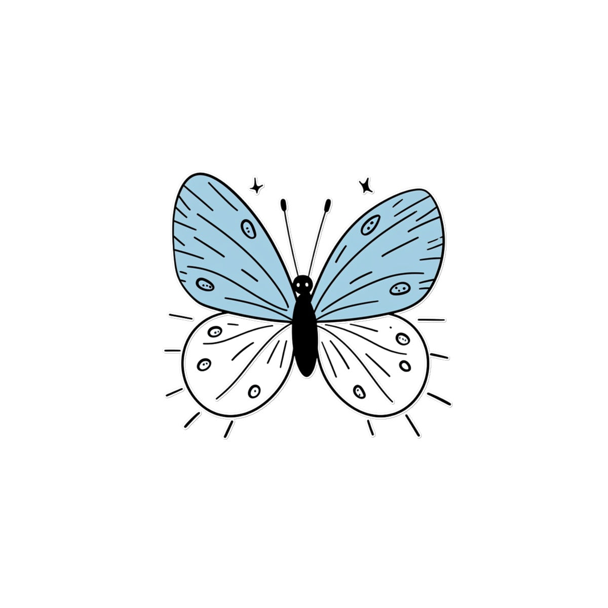 Cartoony Sketch Cutie Butterfly Tattoo (Temporary) Tattoos Prodigi 4"x6"  