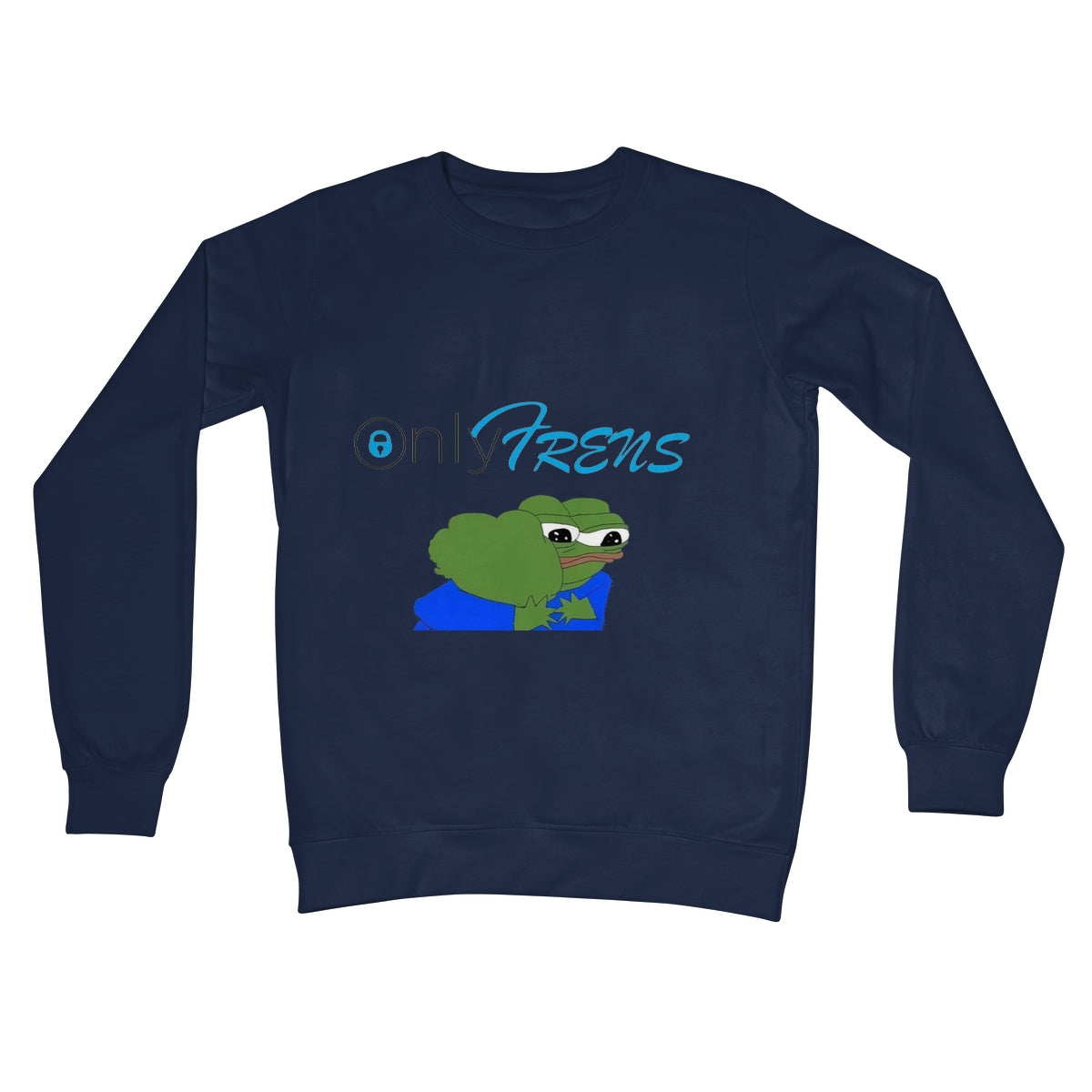 ONLY FRENS - GM PEPE FROG Crew Neck Sweatshirt Apparel Prodigi S Oxford Navy