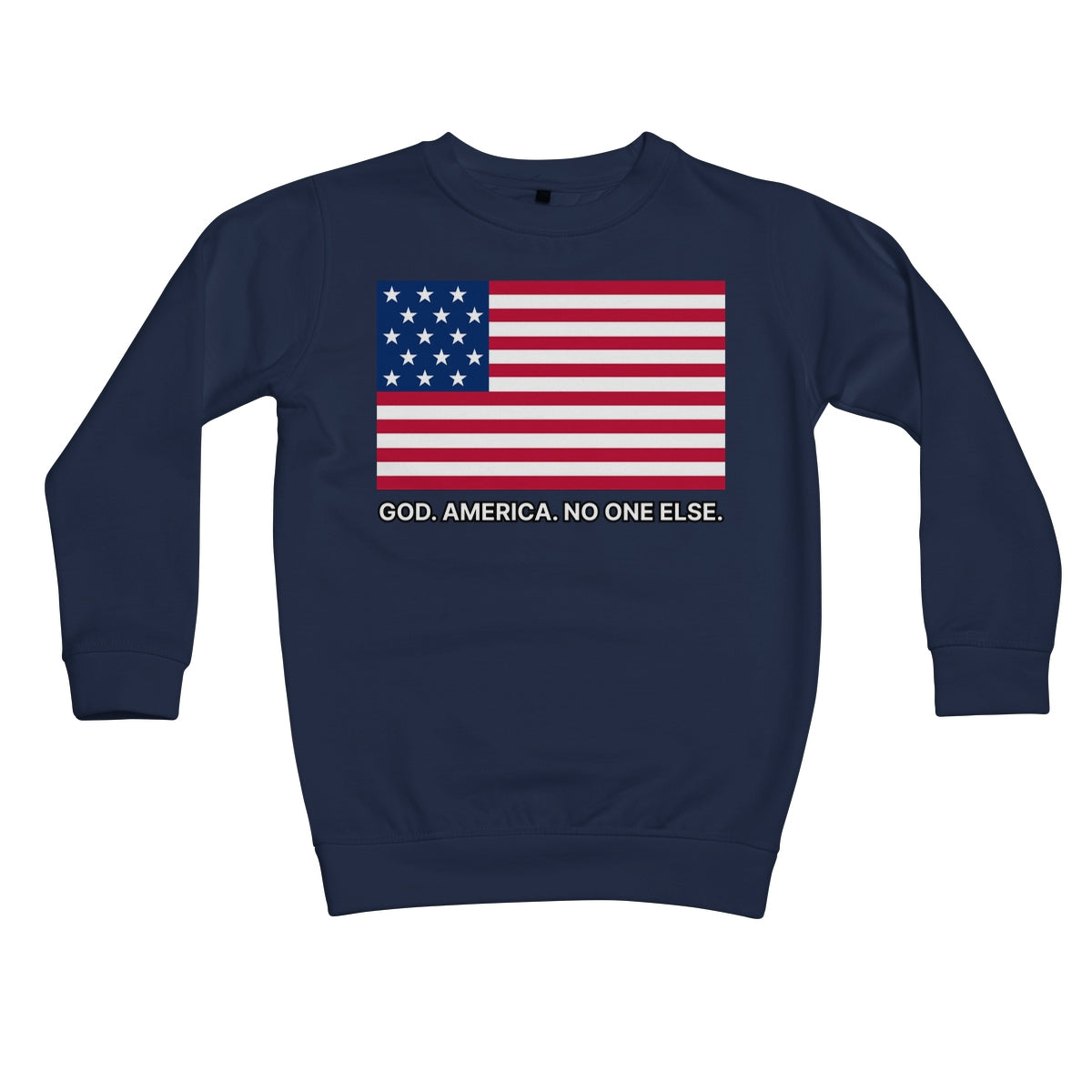 GOD. AMERICA. NO ONE ELSE. Kids Sweatshirt Apparel Prodigi XS Oxford Navy