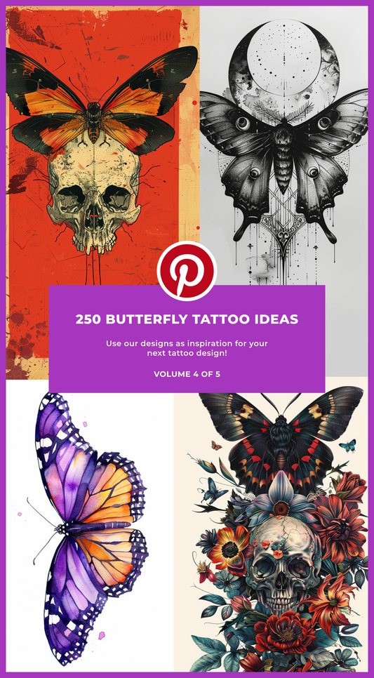 250 Butterfly Tattoos - Volume 4 of 5 - Ideas For Tattoo Inspiration - Pinterest Digital Design Art Book Tattoo Inspiration E-book SexiestTattoo   