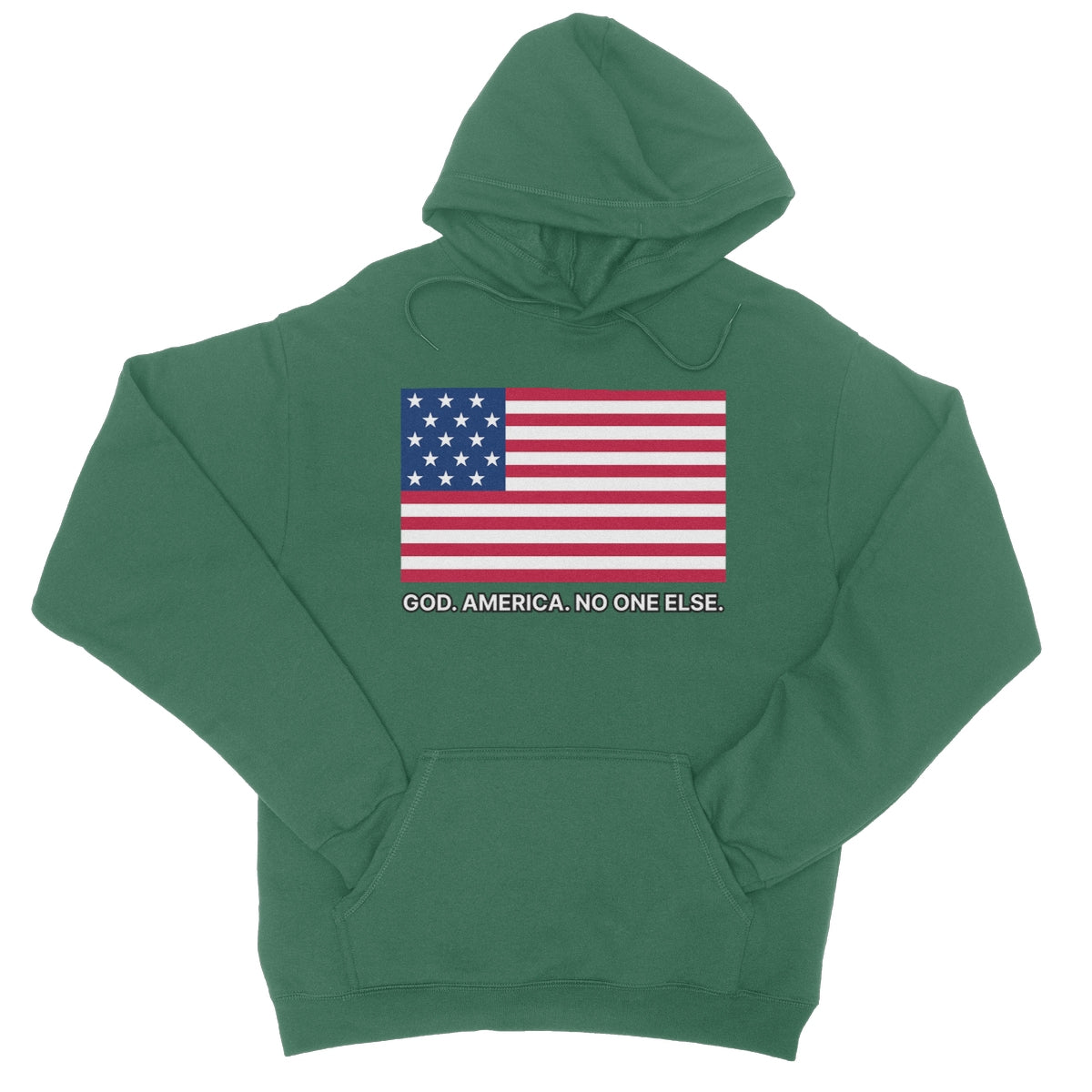 GOD. AMERICA. NO ONE ELSE. College Hoodie Apparel Prodigi XS Bottle Green