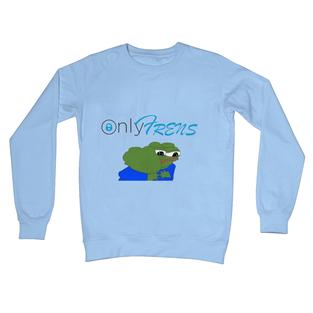 ONLY FRENS - GM PEPE FROG Crew Neck Sweatshirt Apparel Prodigi S Sky Blue