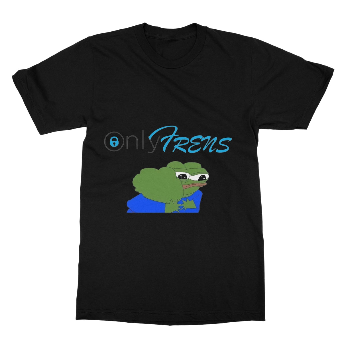 ONLY FRENS - GM PEPE FROG Softstyle T-Shirt Apparel Prodigi S Black