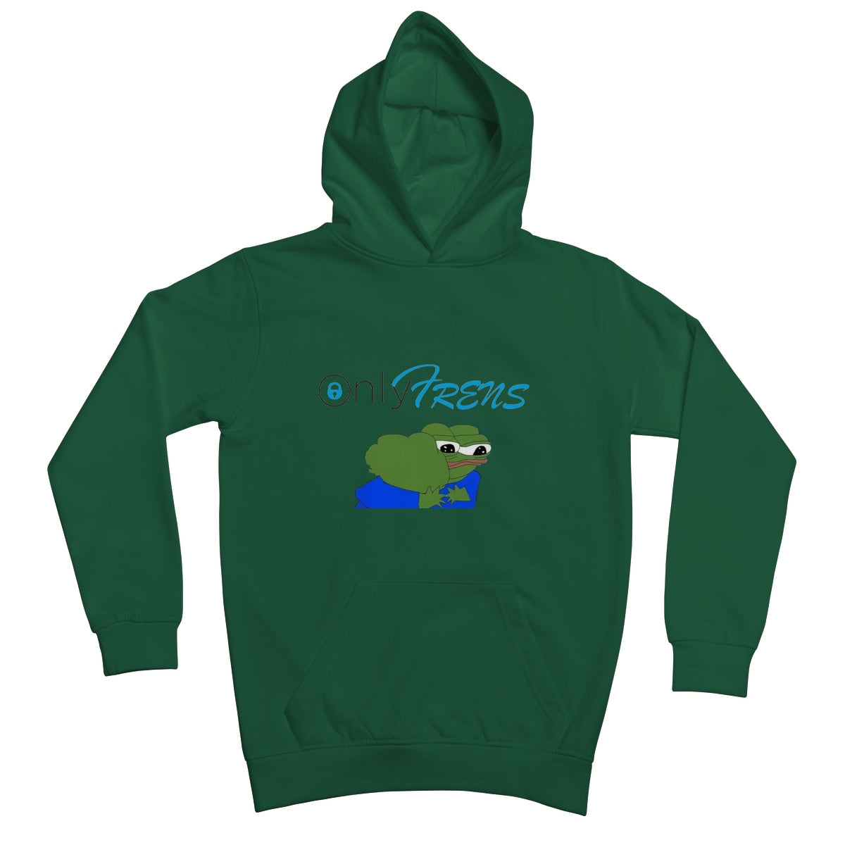 ONLY FRENS - GM PEPE FROG Kids Hoodie Apparel Prodigi XS Bottle Green