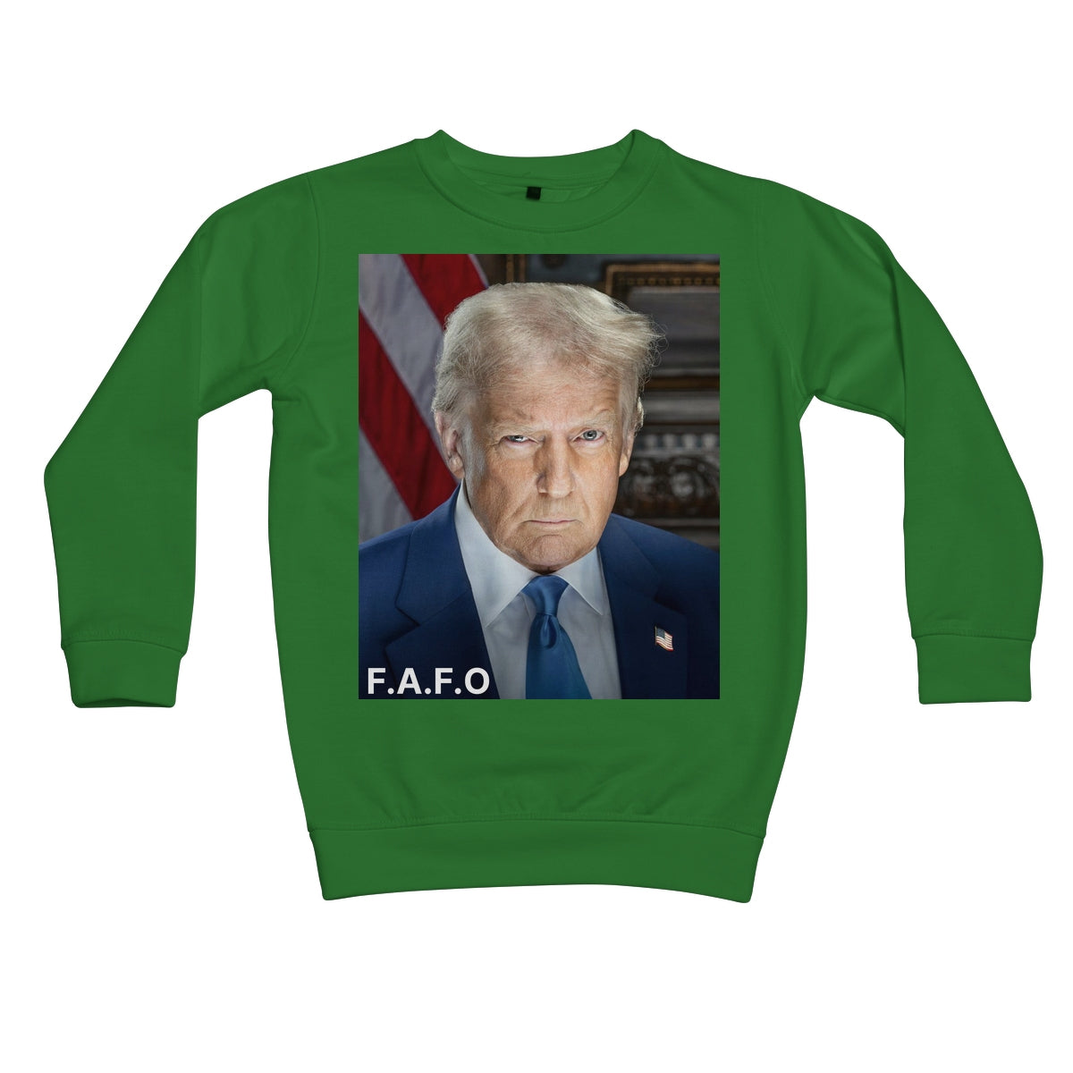 DONALD TRUMP - FAFO Kids Sweatshirt Apparel Prodigi XS Kelly Green