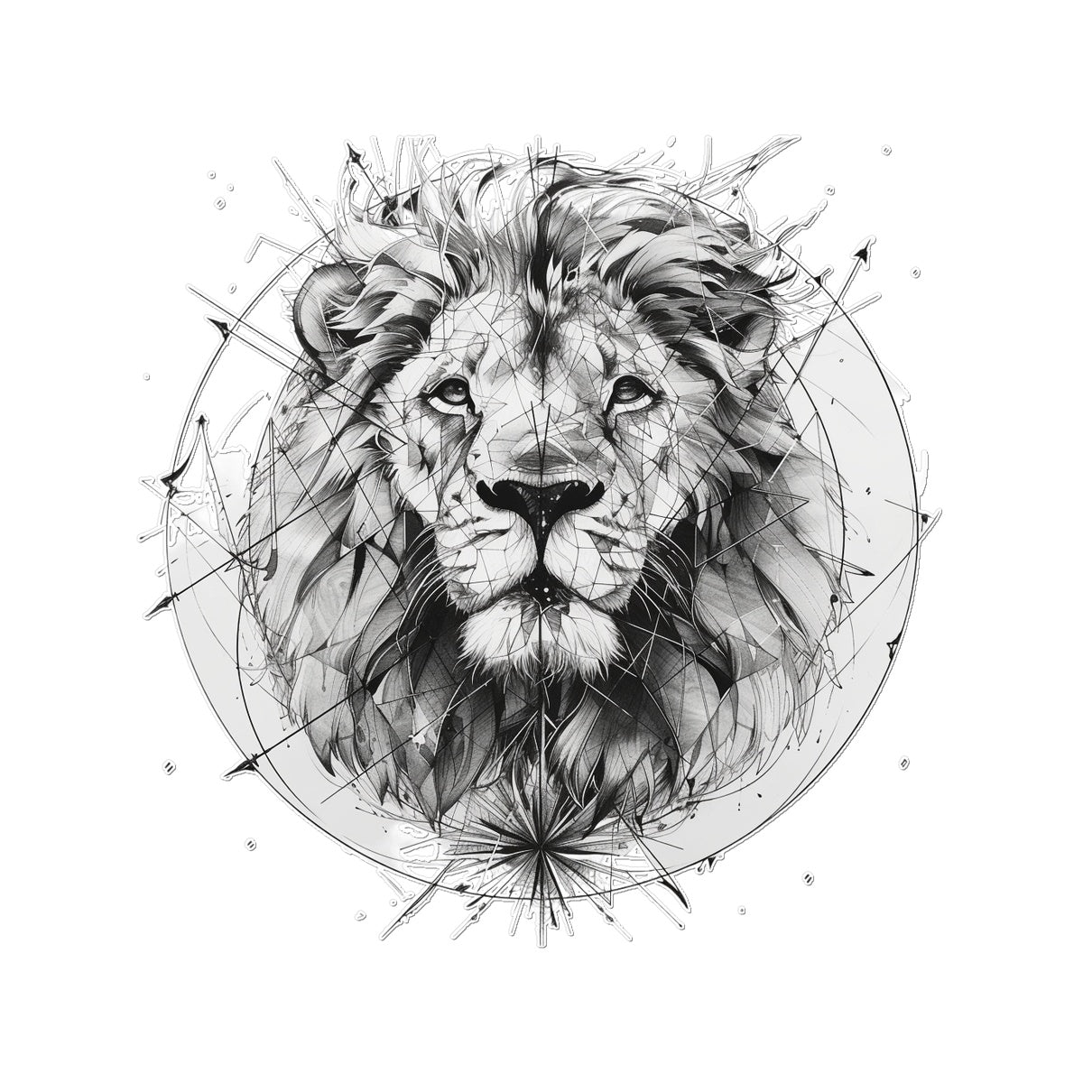 Lion Compass Temporary Tattoo Tattoos Prodigi 3"x4"  