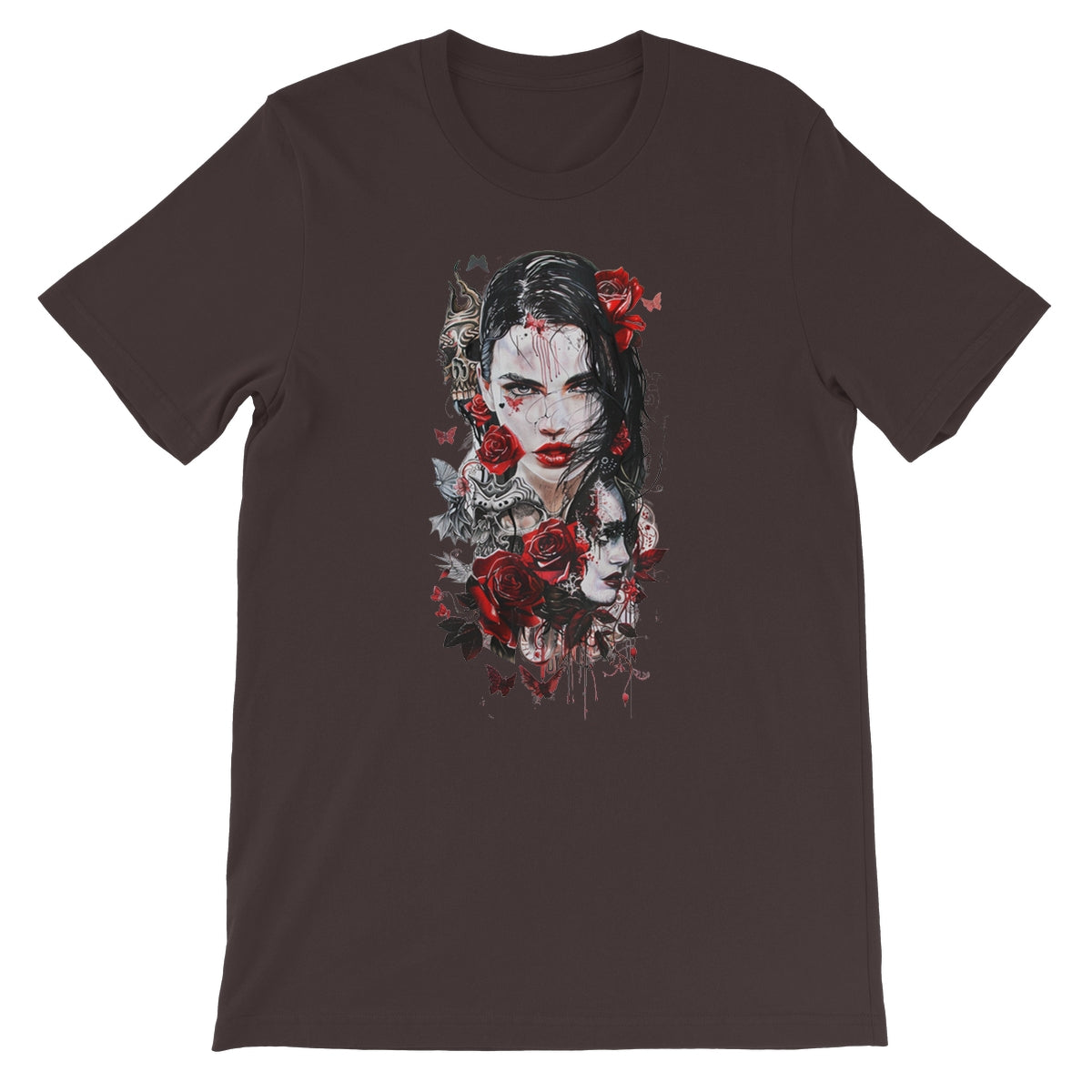 Lady of the Dead - Dia de los muertos - Halloween Unisex Short Sleeve T-Shirt Apparel Prodigi S Brown 