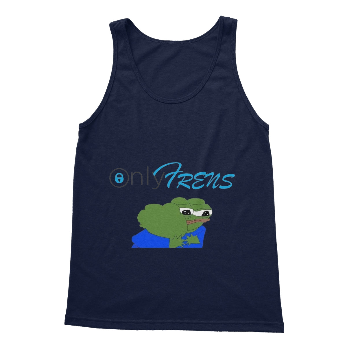 ONLY FRENS - GM PEPE FROG Softstyle Tank Top Apparel Prodigi S Navy