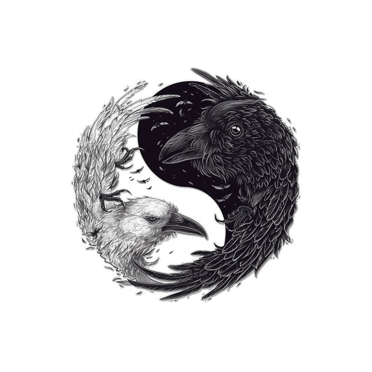 Yin-Yang Eagle & Raven Temporary Tattoo Tattoos Prodigi 2"x3"  