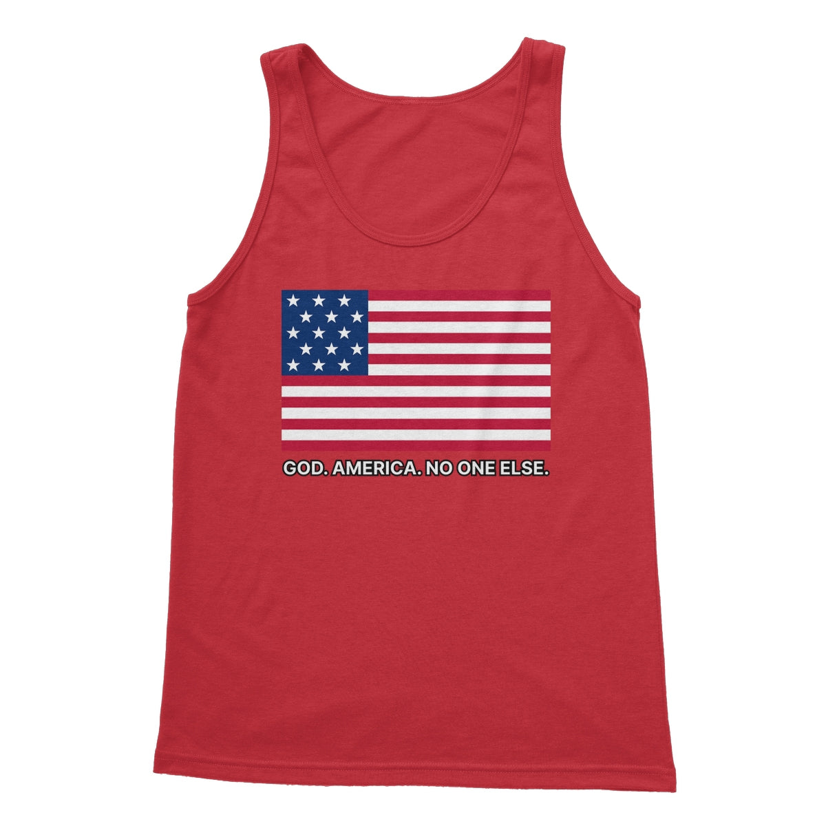 GOD. AMERICA. NO ONE ELSE. Softstyle Tank Top Apparel Prodigi S Red