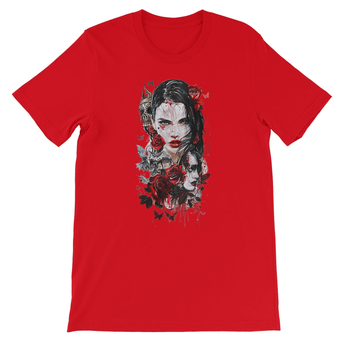 Lady of the Dead - Dia de los muertos - Halloween Unisex Short Sleeve T-Shirt Apparel Prodigi S Red 