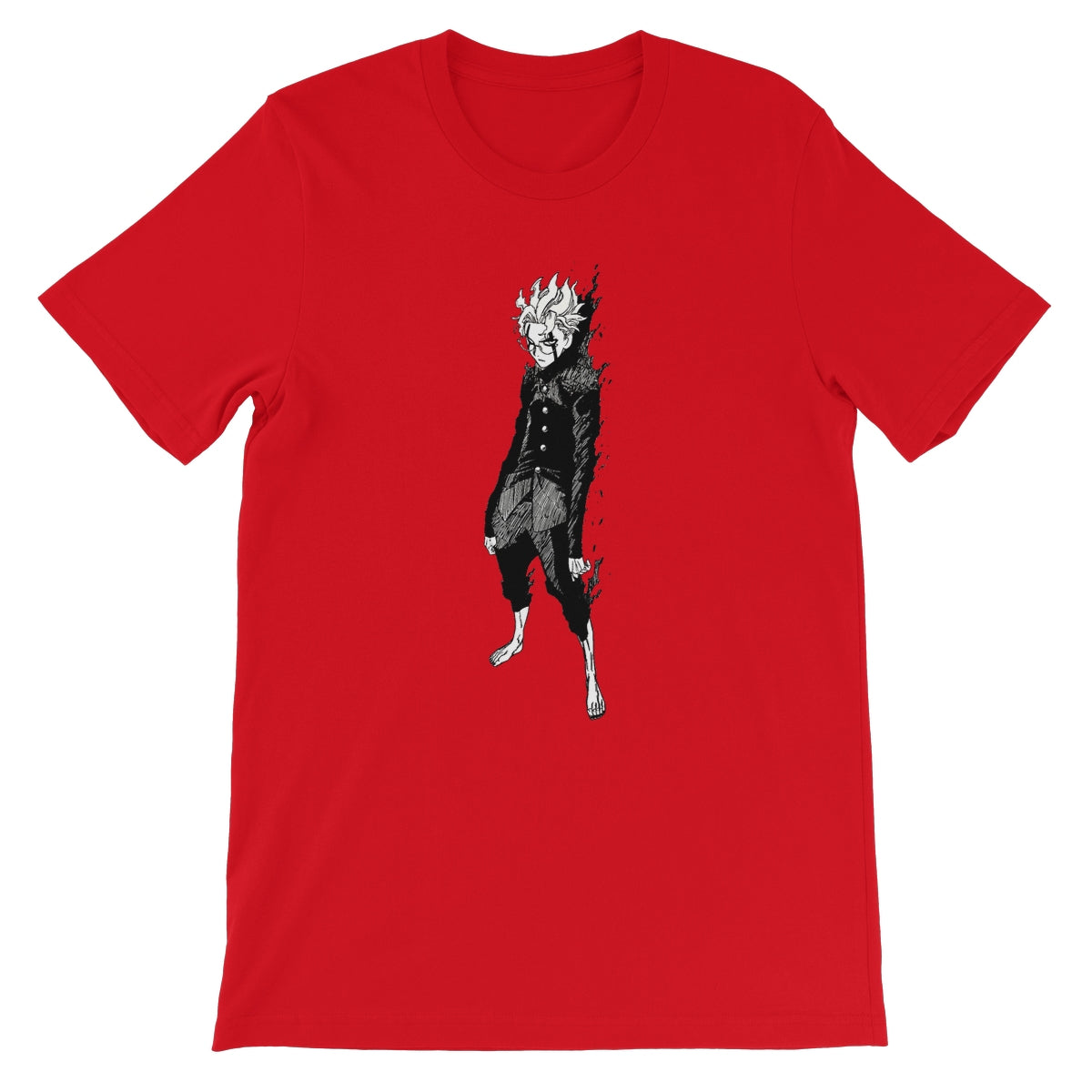 Dandadan: Turbo Granny Transformation Black & White Unisex Short Sleeve T-Shirt Apparel Prodigi S Red