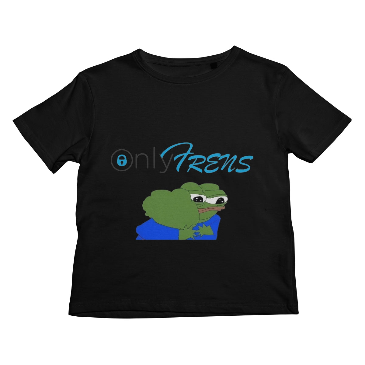 ONLY FRENS - GM PEPE FROG Kids T-Shirt Apparel Prodigi XS Black