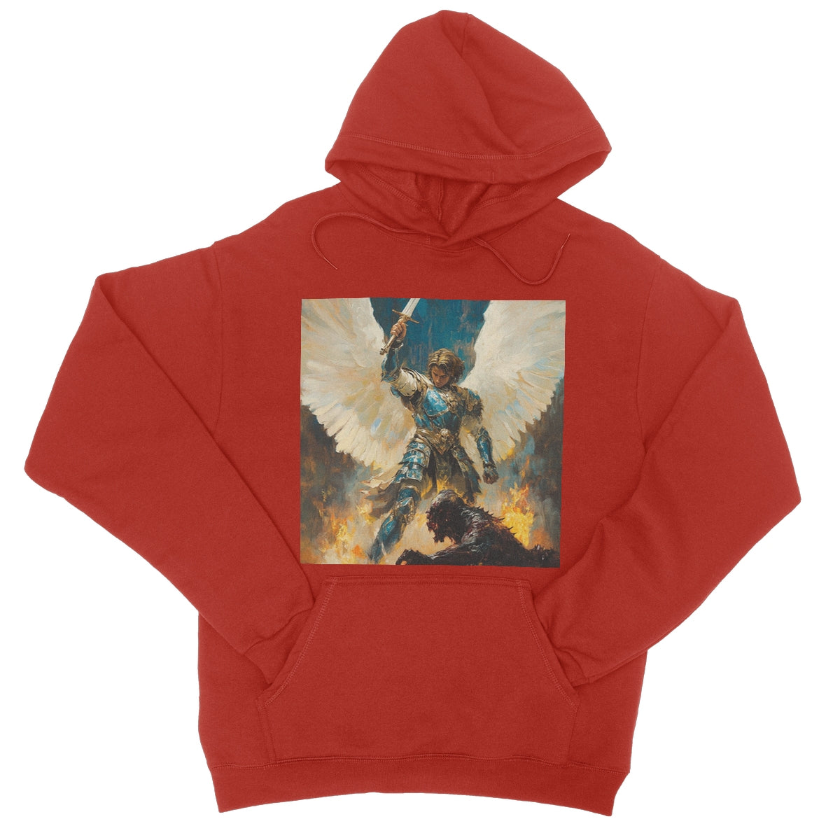 Angelic Defender College Hoodie Apparel Prodigi XS Fire Red