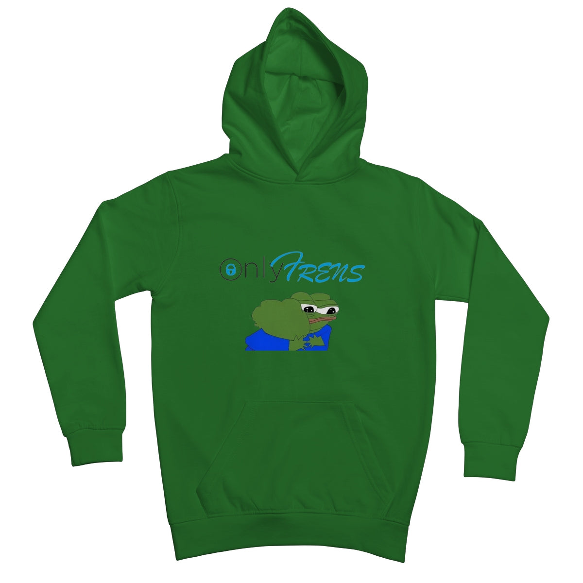 ONLY FRENS - GM PEPE FROG Kids Hoodie Apparel Prodigi XS Kelly Green