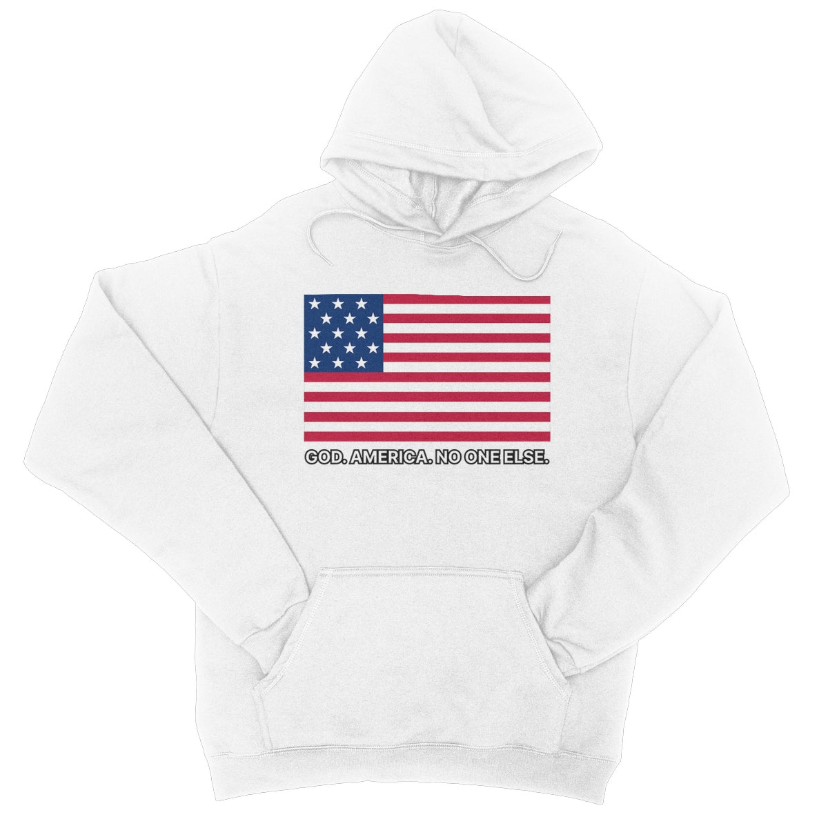 GOD. AMERICA. NO ONE ELSE. College Hoodie Apparel Prodigi XS Arctic White