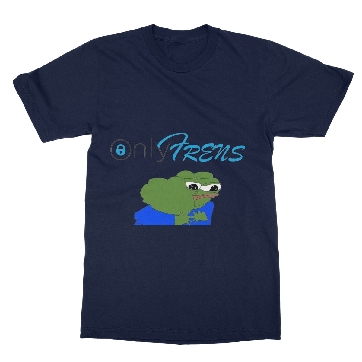 ONLY FRENS - GM PEPE FROG Softstyle T-Shirt Apparel Prodigi S Navy