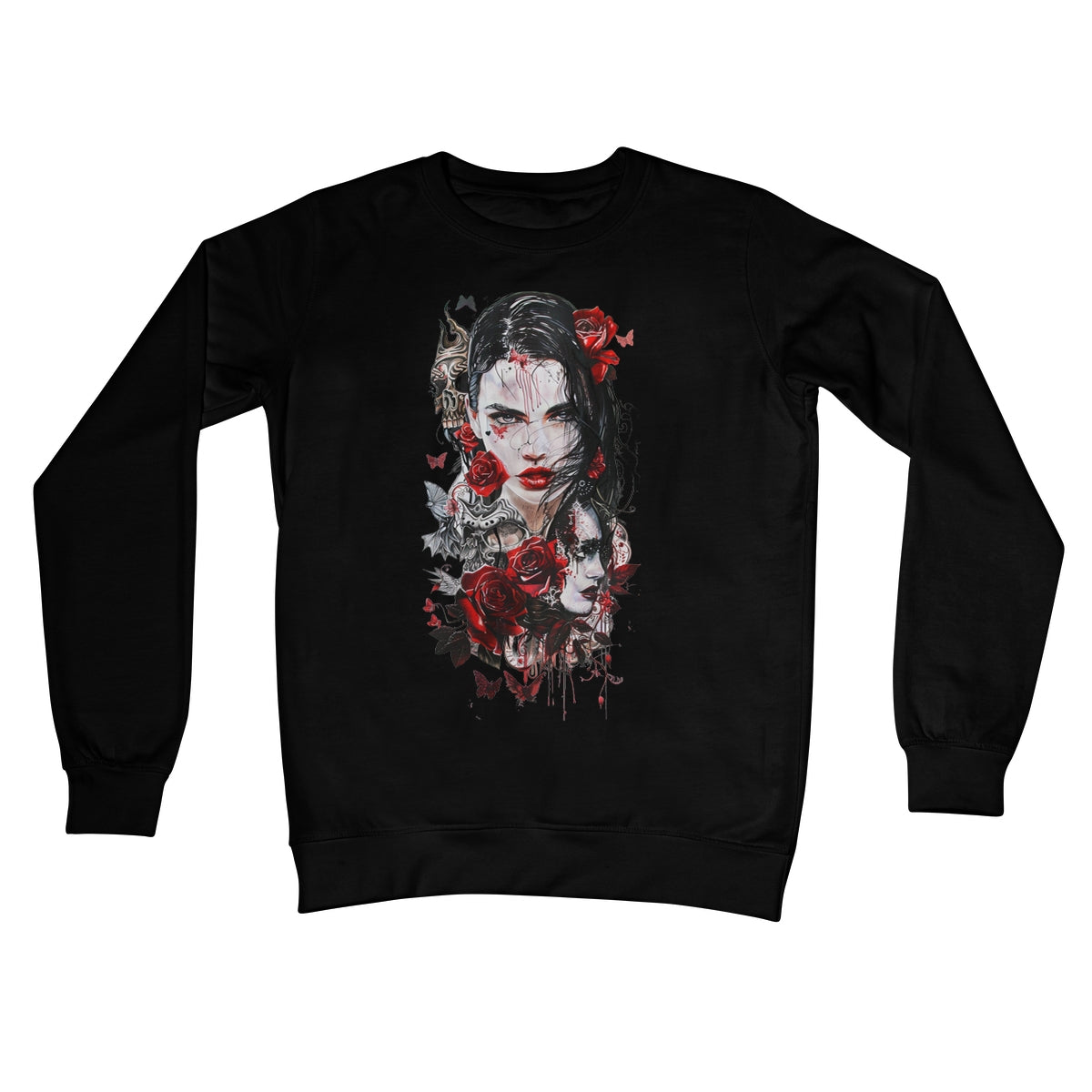 Lady of the Dead - Dia de los muertos - Halloween Crew Neck Sweatshirt Apparel Prodigi S Jet Black 