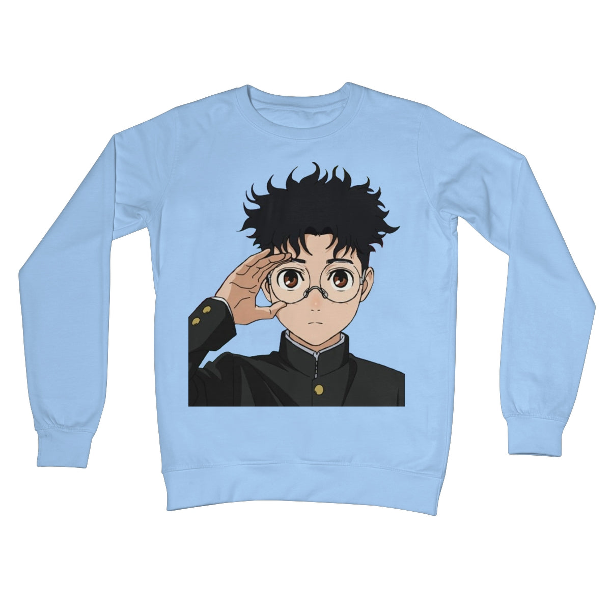 Dandadan: Okarun Crew Neck Sweatshirt Apparel Prodigi S Sky Blue