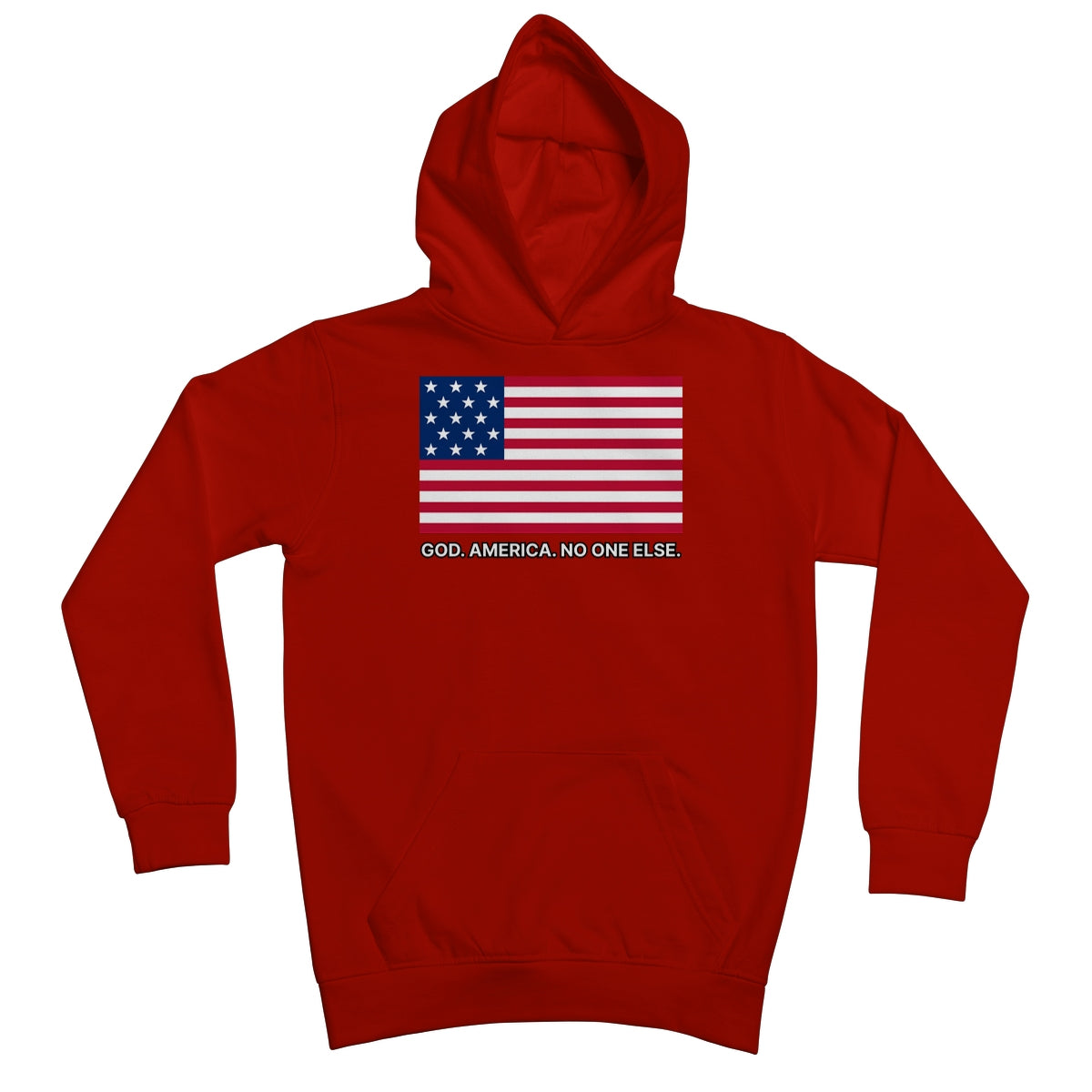 GOD. AMERICA. NO ONE ELSE. Kids Hoodie Apparel Prodigi XS Fire Red