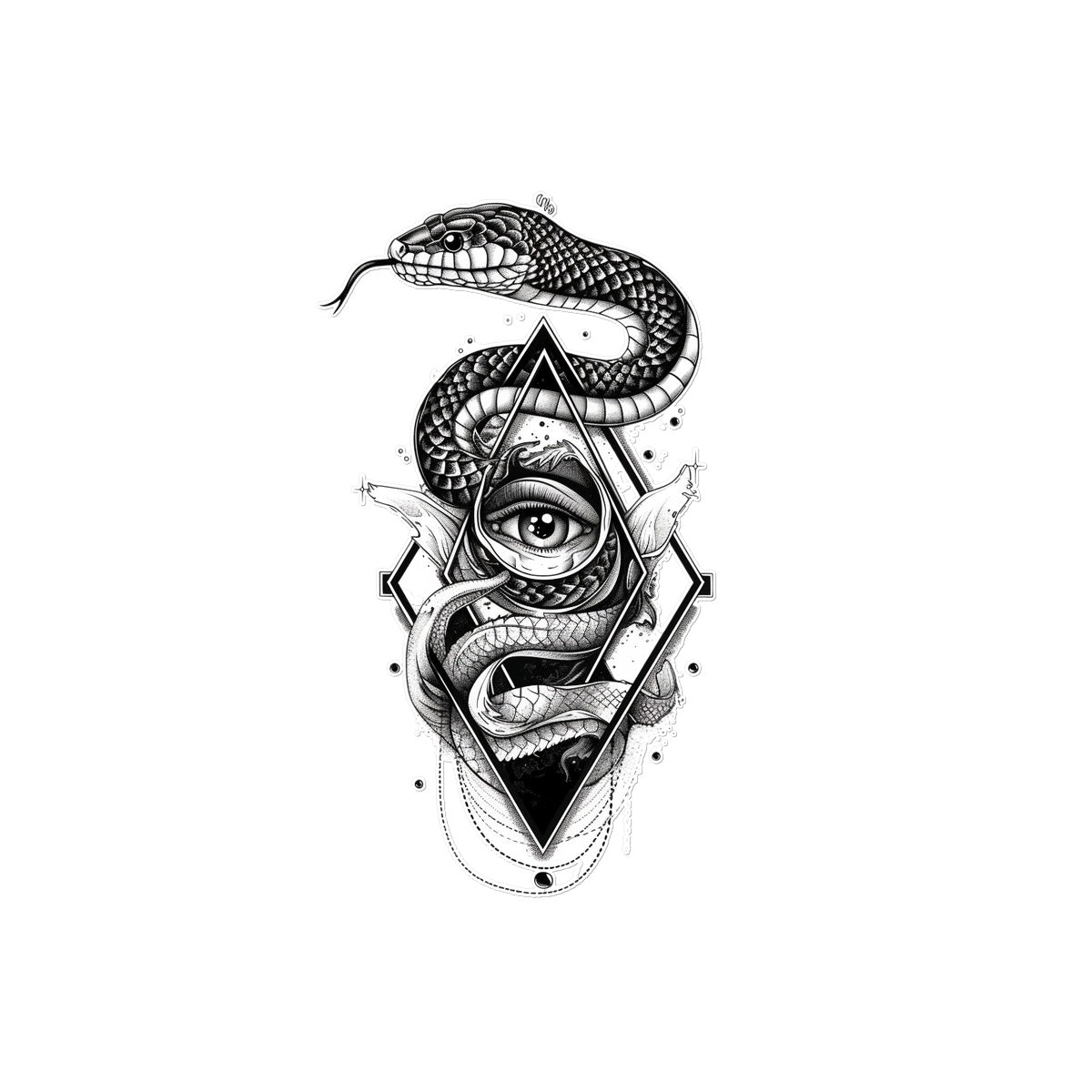 Snake Eye Snake Tattoo (Temporary) Tattoos Prodigi 4"x6"  