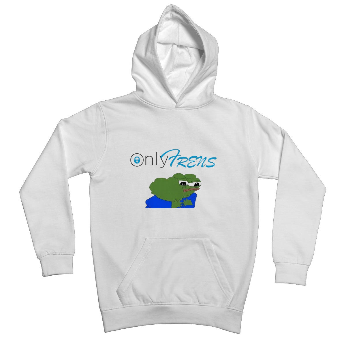 ONLY FRENS - GM PEPE FROG Kids Hoodie Apparel Prodigi XS Arctic White