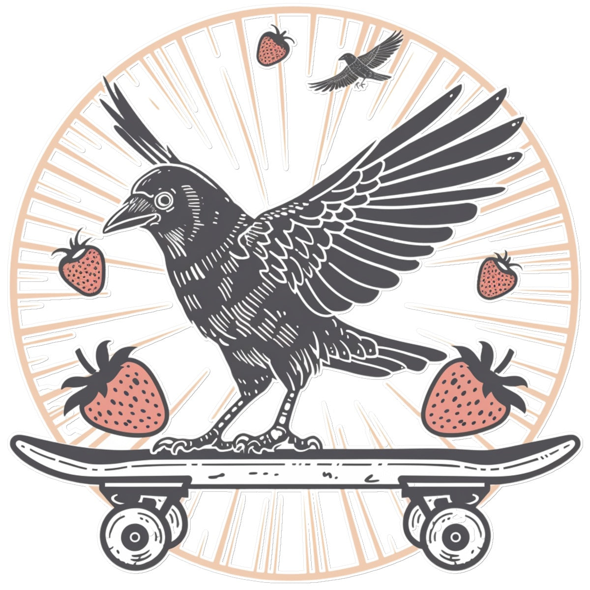 Skater Bird Raven Temporary Tattoo Tattoos Prodigi 8"x8"  