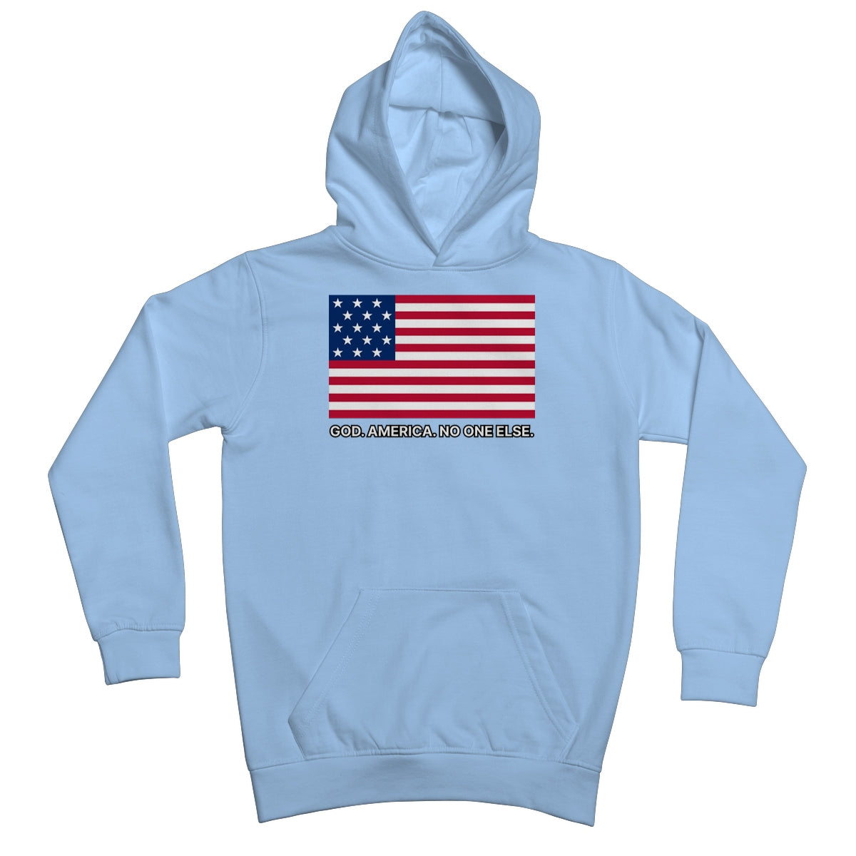 GOD. AMERICA. NO ONE ELSE. Kids Hoodie Apparel Prodigi XS Sky Blue