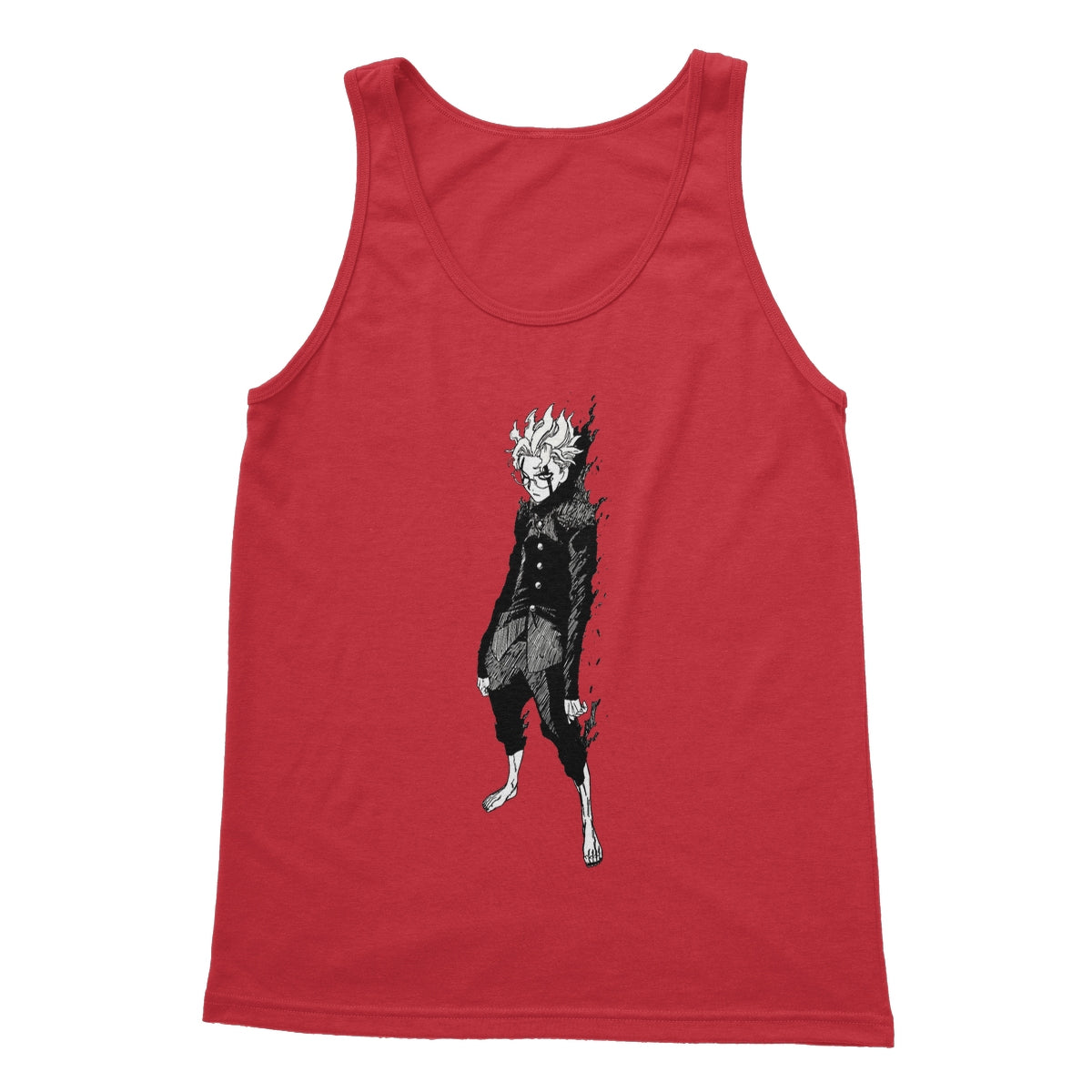 Dandadan: Turbo Granny Transformation Black & White Softstyle Tank Top Apparel Prodigi S Red