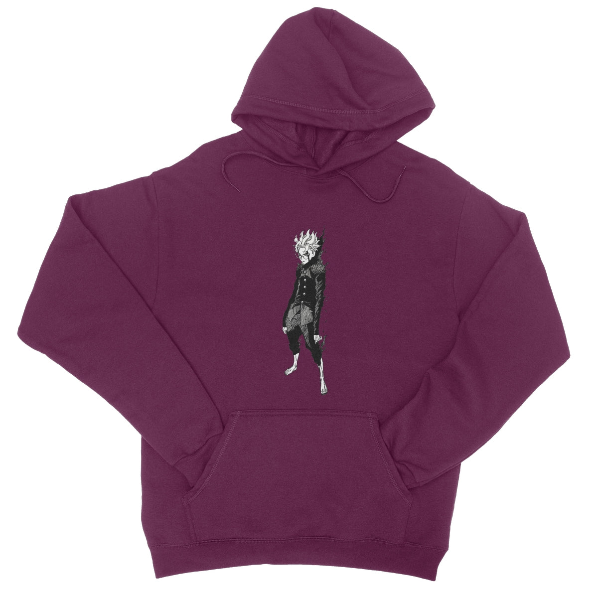 Dandadan: Turbo Granny Transformation Black & White College Hoodie Apparel Prodigi S Burgundy