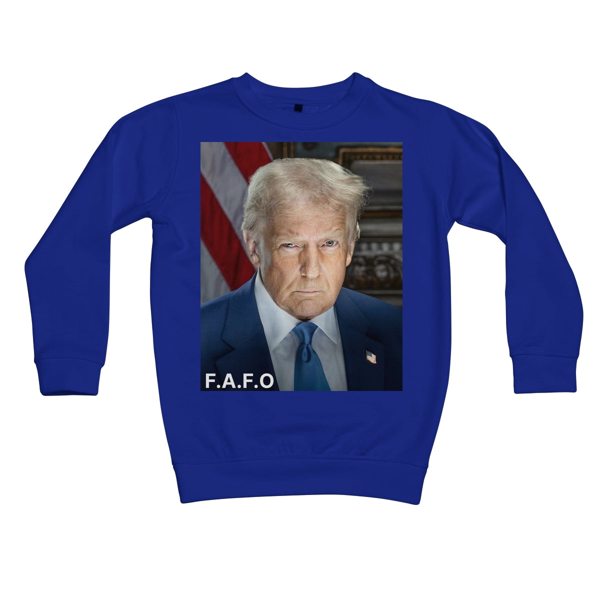 DONALD TRUMP - FAFO Kids Sweatshirt Apparel Prodigi XS Royal Blue