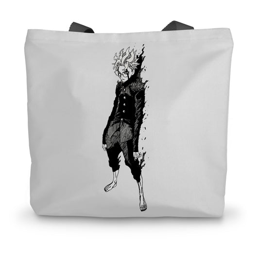 Dandadan: Turbo Granny Transformation Black & White Canvas Tote Bag Homeware Prodigi 14"x18.5"