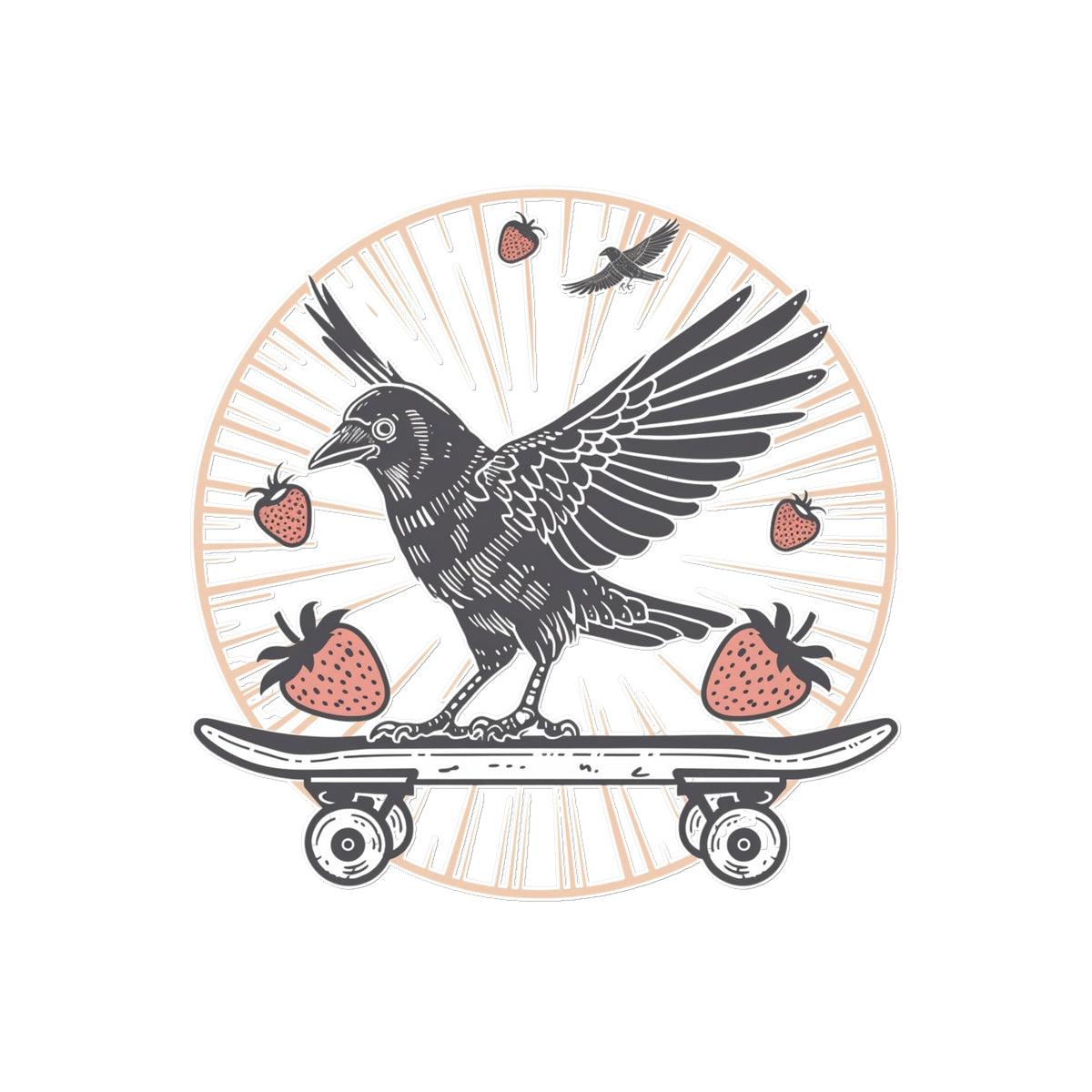 Skater Bird Raven Temporary Tattoo Tattoos Prodigi 4"x6"  