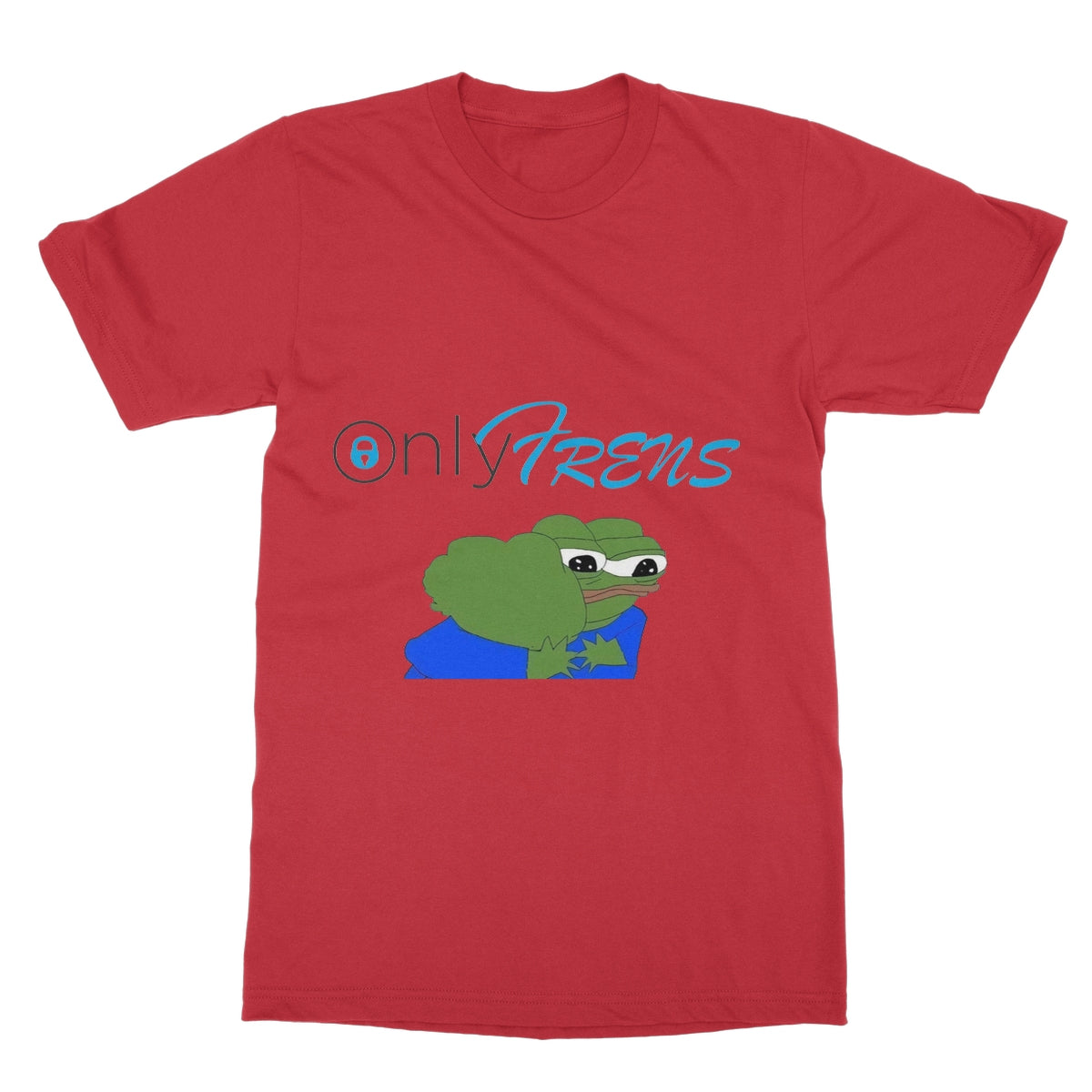 ONLY FRENS - GM PEPE FROG Softstyle T-Shirt Apparel Prodigi S Red