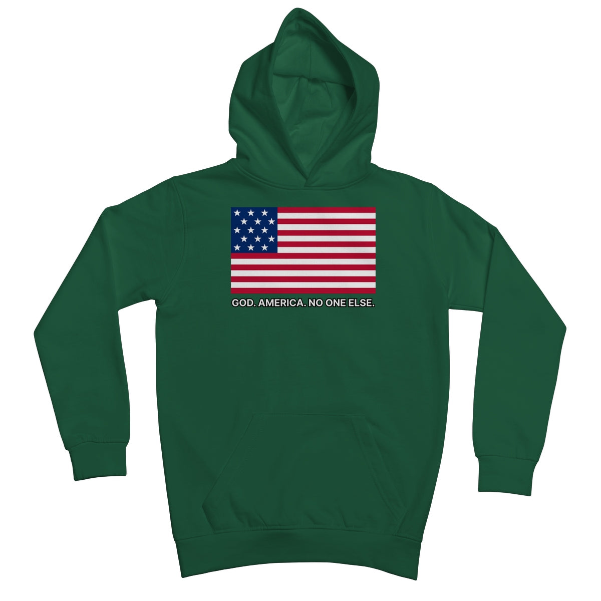 GOD. AMERICA. NO ONE ELSE. Kids Hoodie Apparel Prodigi XS Bottle Green